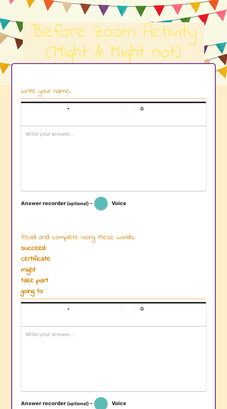 Before Zoom Activity (Might & Might not) worksheet preview