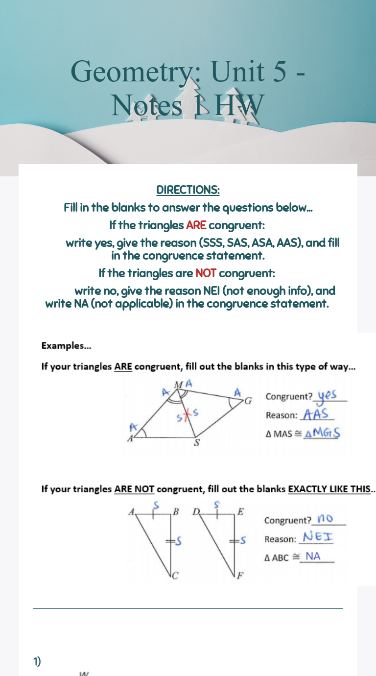 Geometry: Unit 5 - Notes 1 HW | Interactive Worksheet By Elizabeth ...