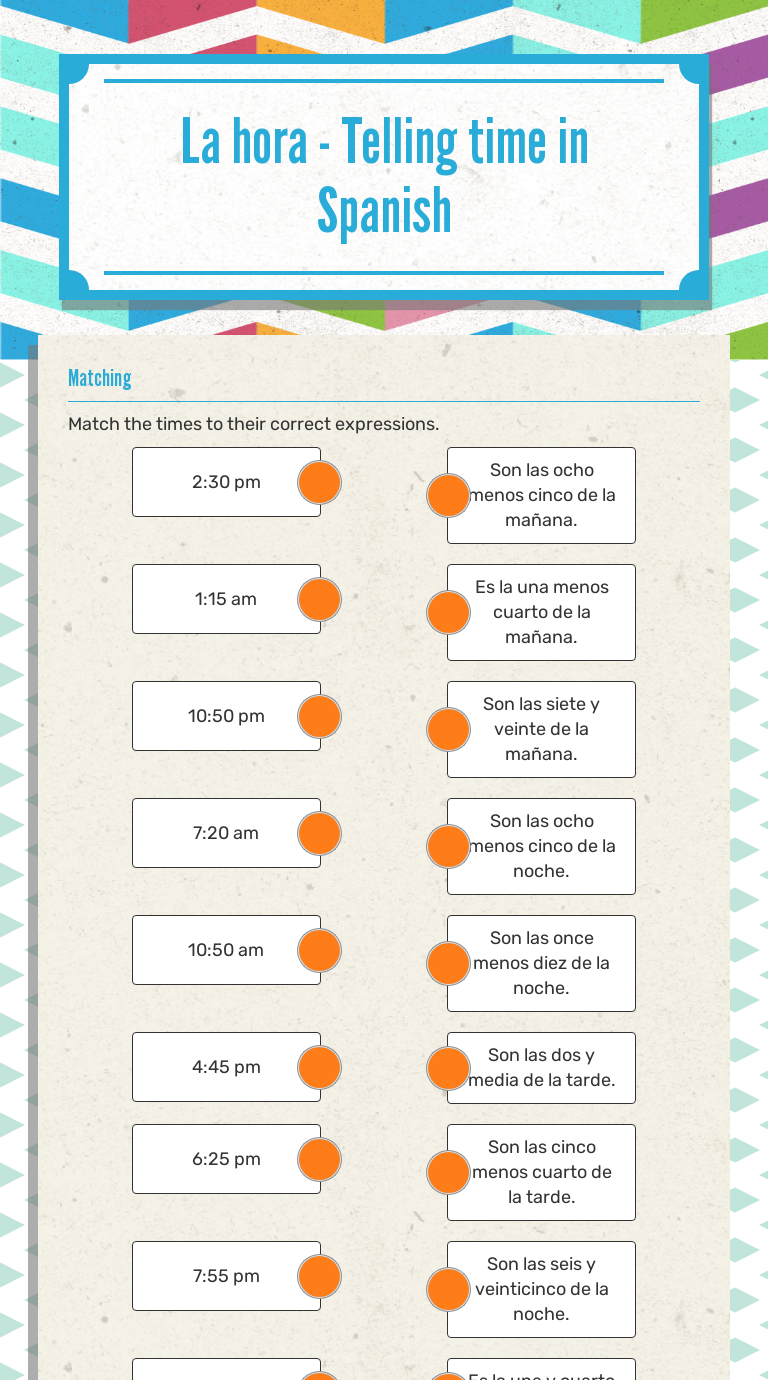 La hora Telling time in Spanish Interactive Worksheet by Lea Ann