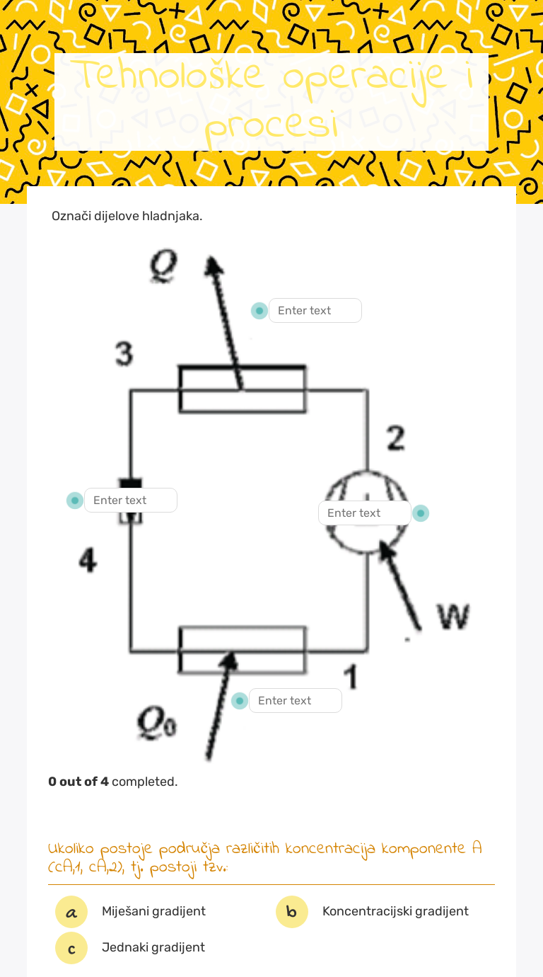 Tehnološke operacije i procesi worksheet preview image