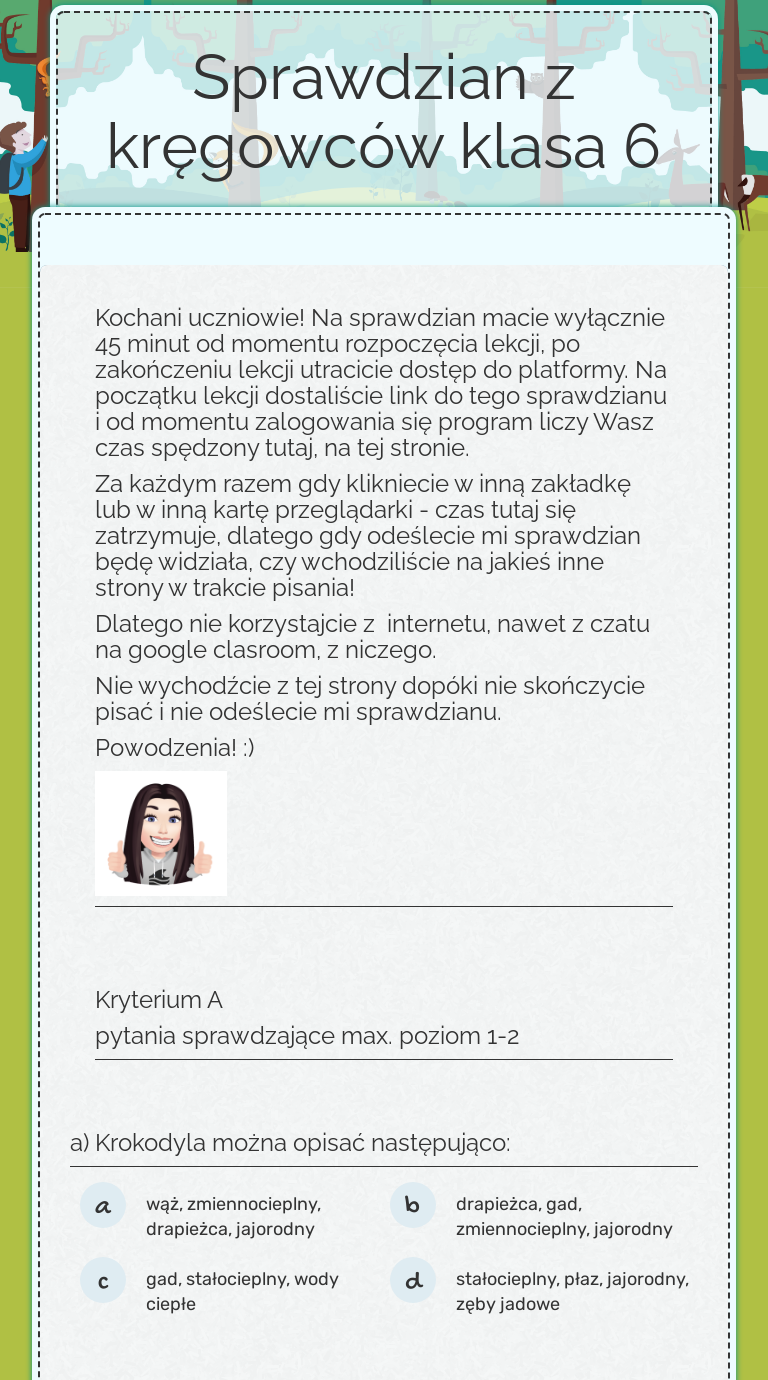 Sprawdzian Z Kręgowców Klasa 6 Nowa Era
