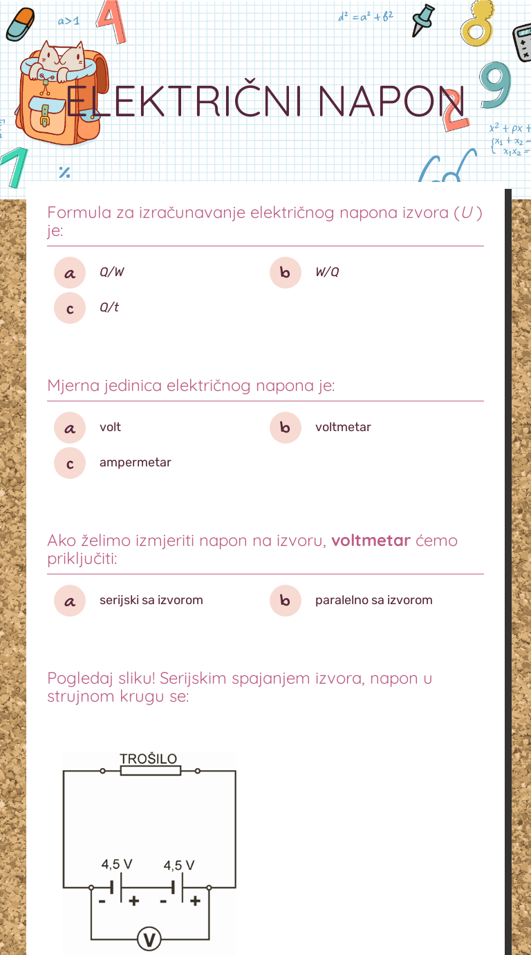 ELEKTRIČNI NAPON worksheet preview image