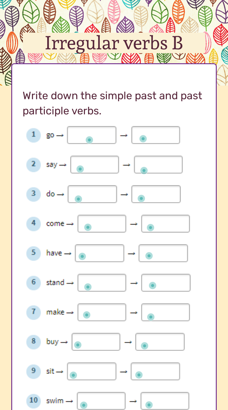 Irregular Verbs B | Interactive Worksheet By Petra Raunigová | Wizer.me