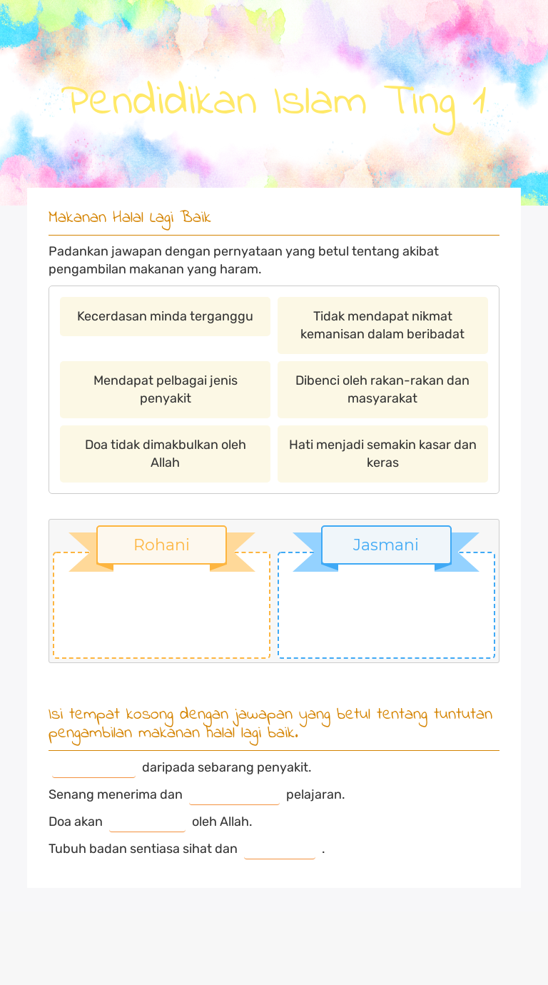 Pendidikan Islam Ting 1 worksheet preview image