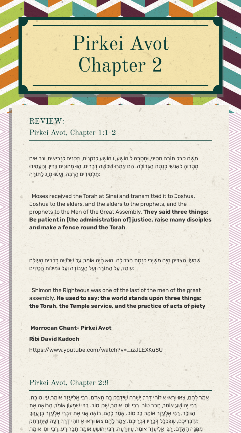 Pirkei Avot Chapter 2 - TamaVidish