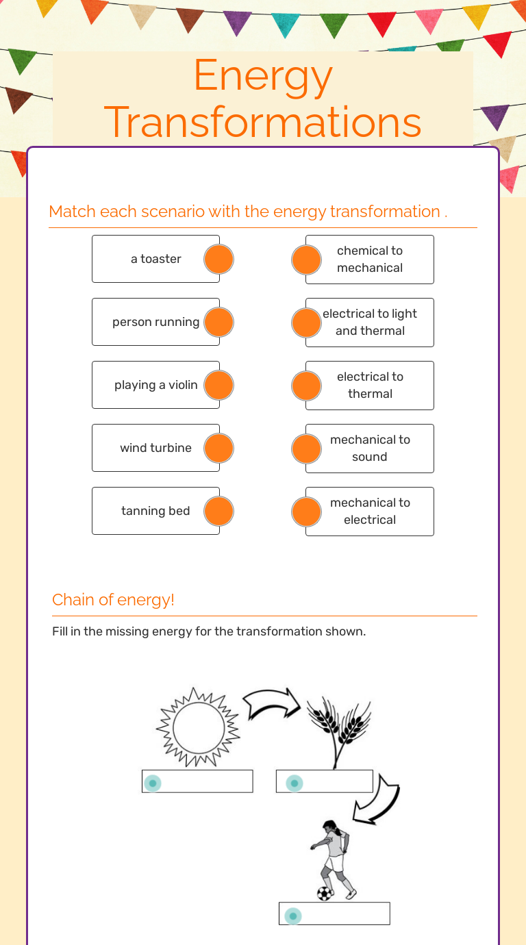 Energy Transformations  Interactive Worksheet by Renee Ganley With Regard To Energy Transformation Worksheet Answer Key