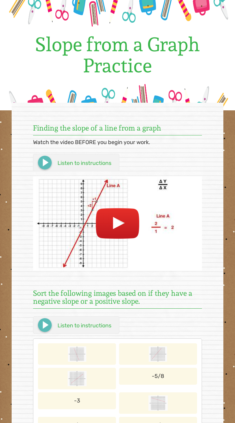 Slope From Graph Worksheet Pdf