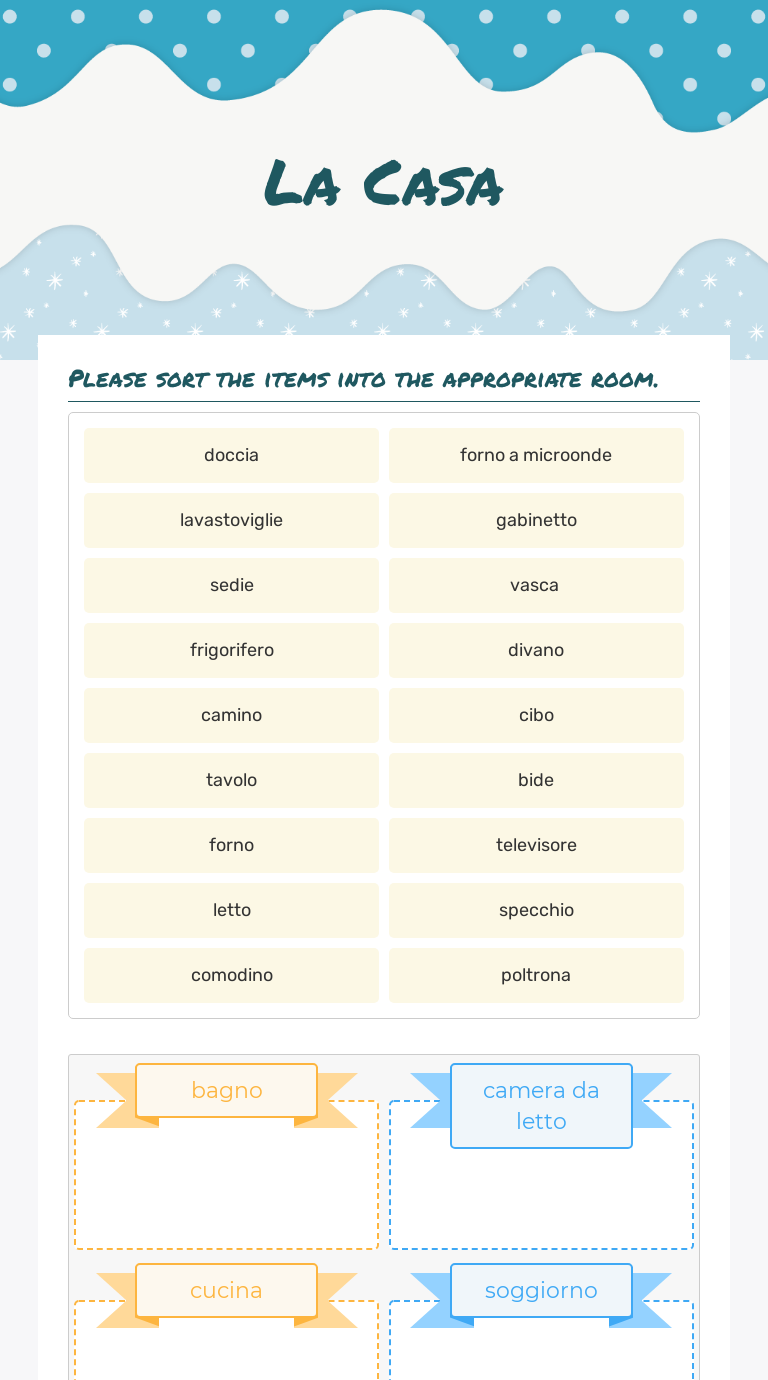 La Casa | Interactive Worksheet by Fabiola Tiberti | Wizer.me