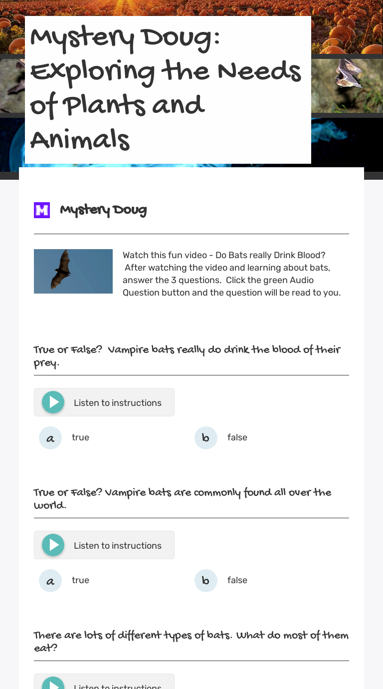 Mystery Doug Exploring the Needs of Plants and Animals Interactive