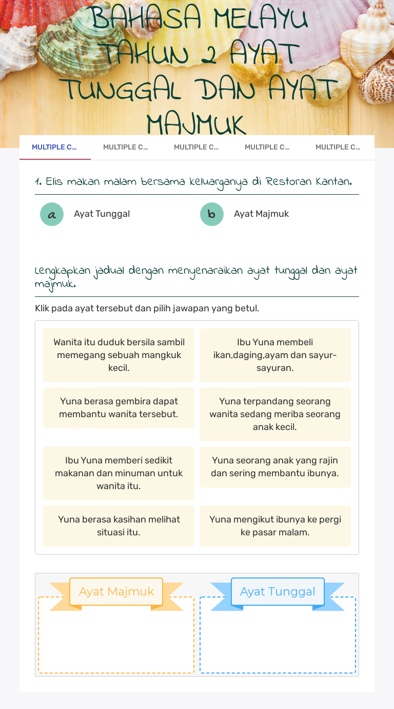 Latihan Ayat Majmuk Tahun 2 / Ayat Majmuk Tahun 2 Worksheet - Kangen Sama