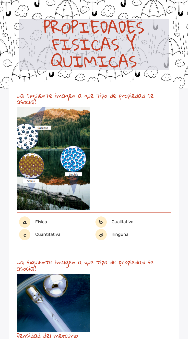 PROPIEDADES FISICAS Y QUIMICAS Grade 7 worksheet preview