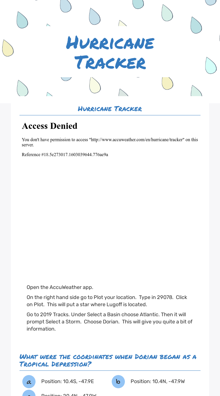 Hurricane Tracker | Interactive Worksheet by Lisa Boron | Wizer.me