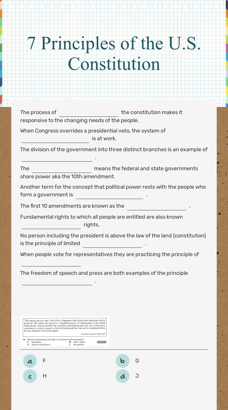 Constitutional Principles Worksheet Answers – English Worksheet