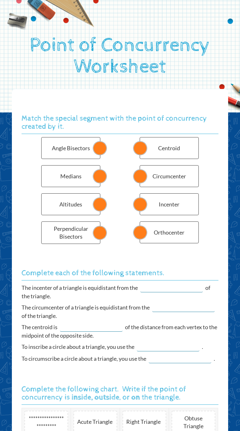 Points Of Concurrency Worksheet Answers Zipworksheet