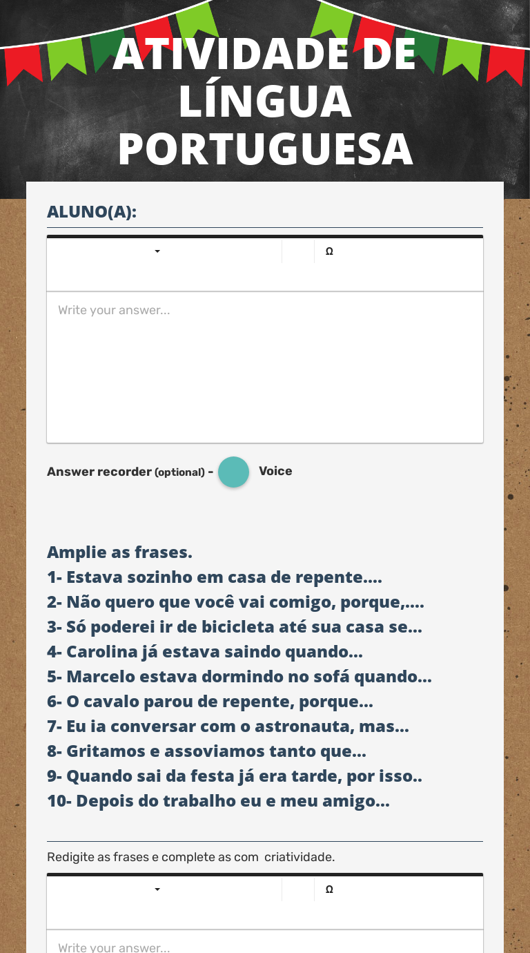 ATIVIDADE DE LÍNGUA PORTUGUESA worksheet preview image