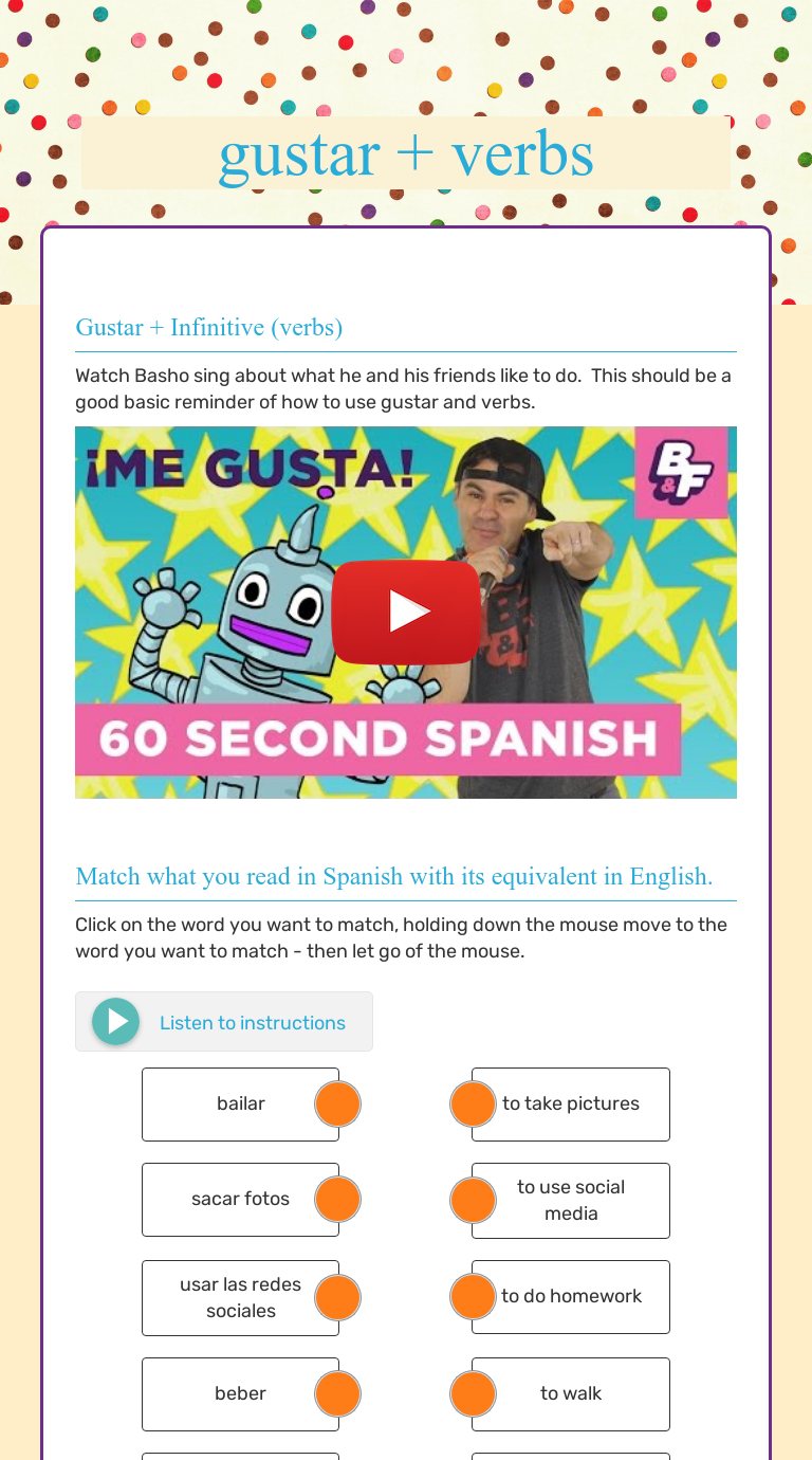 Gustar And Verbs Like Gustar Worksheet