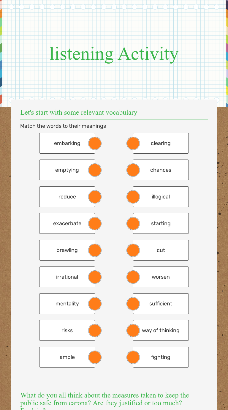 presentation listening worksheet