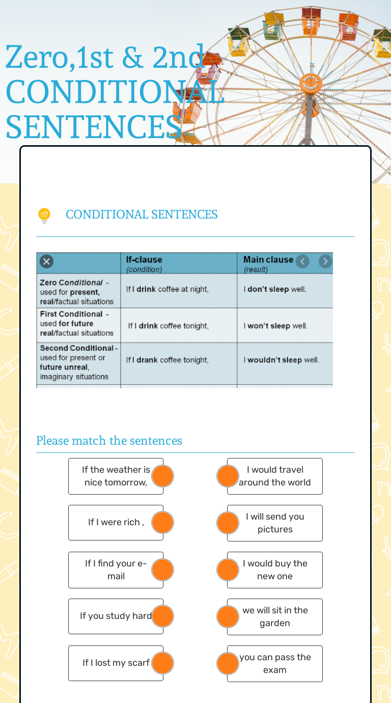 Condition sentences interactive worksheet