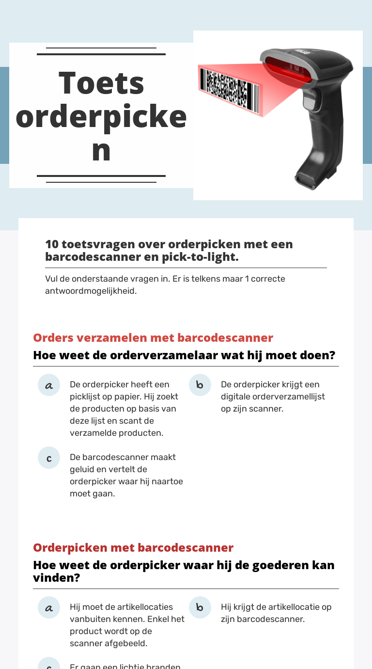 Toets orderpicken worksheet preview image