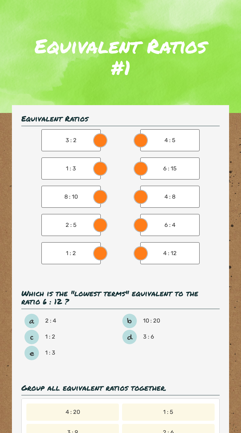 Equivalent
Ratios #1 worksheet preview image