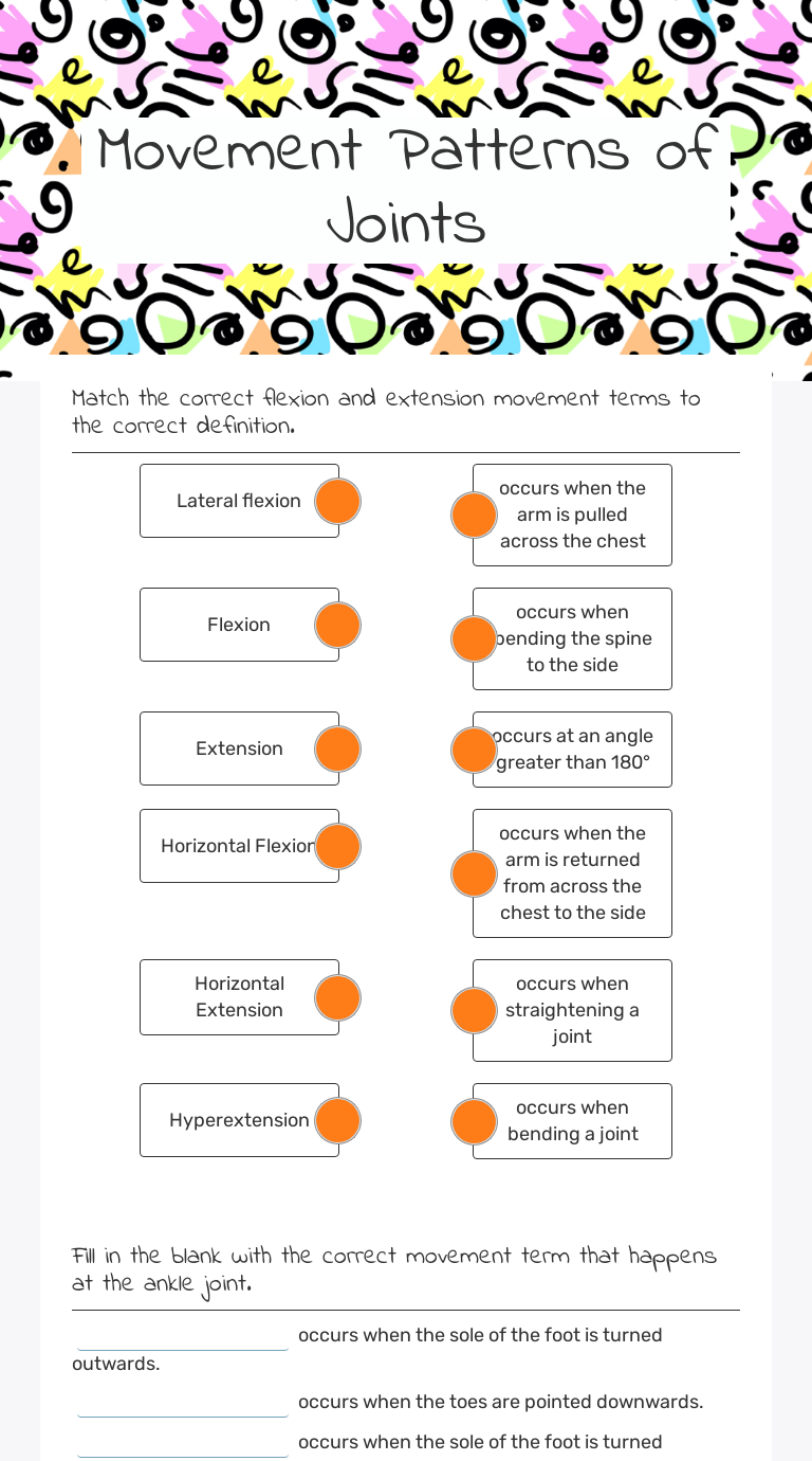 Movement Patterns of Joints | Interactive Worksheet by Allen, Heather ...
