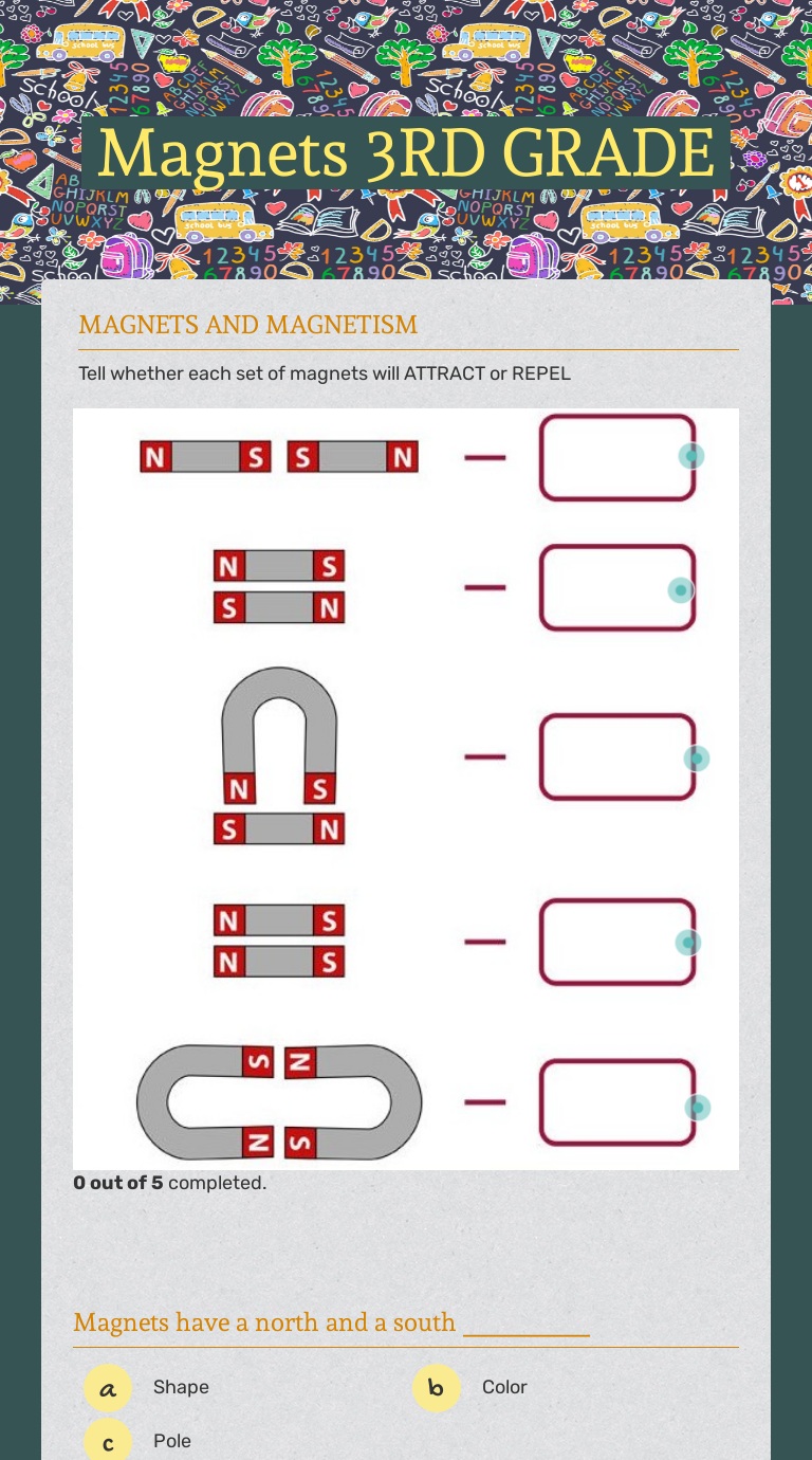 Magnets 3RD GRADE worksheet