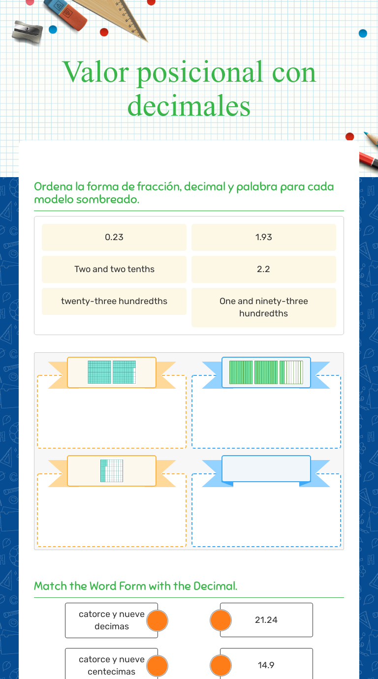 Valor Posicional Con Decimales Interactive Worksheet By Janette Salazar Wizerme 