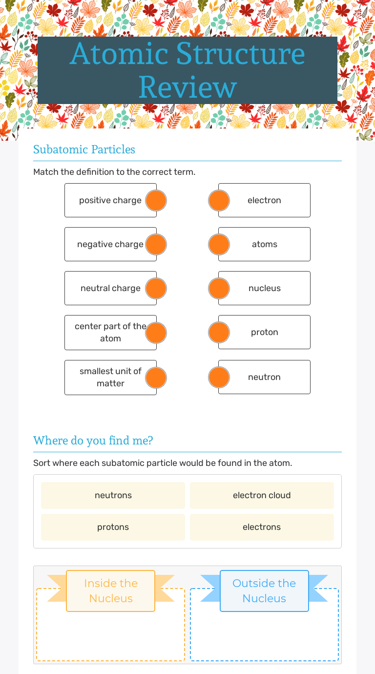 Atomic Structure Review Interactive Worksheet By Mckinzie Sanders Wizer Me