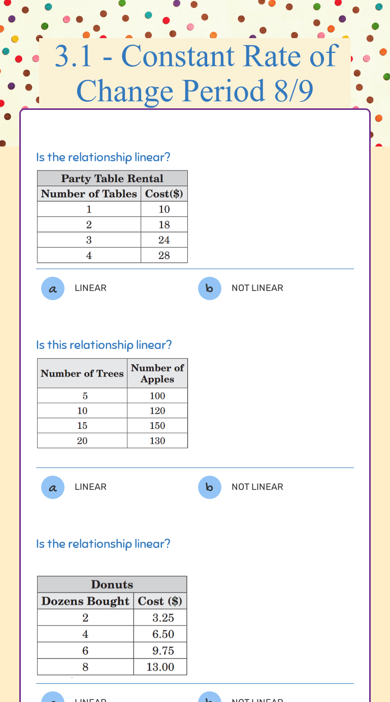 1111.11 - Constant Rate of Change Period 11/11  Interactive Worksheet Intended For Constant Rate Of Change Worksheet