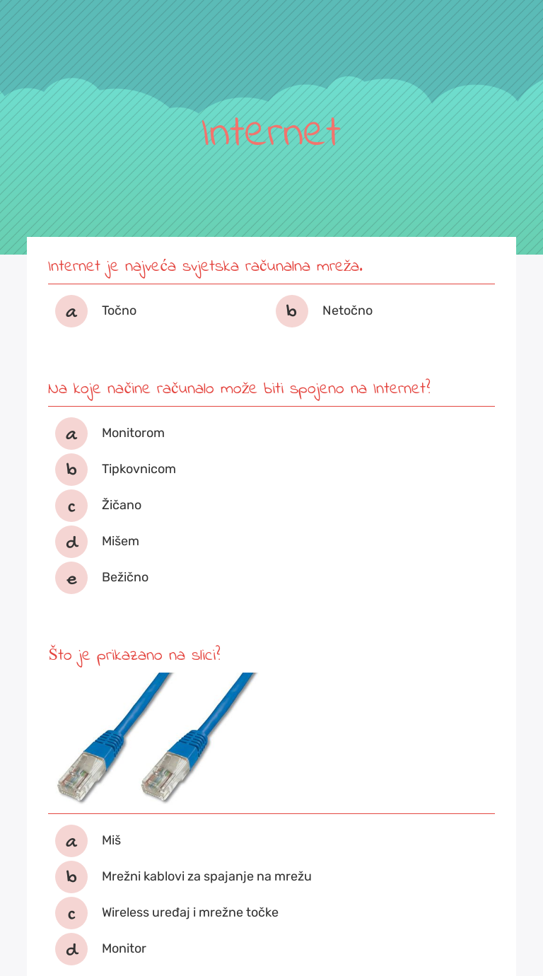 Internet worksheet preview image