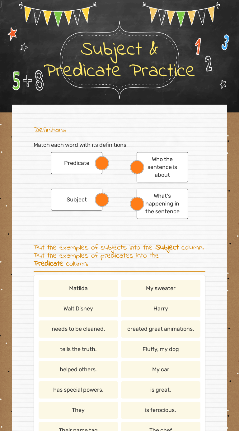 Subject Predicate Practice