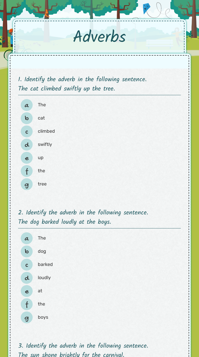 Adverbs Interactive Worksheet By Claire Midlane Wizer me