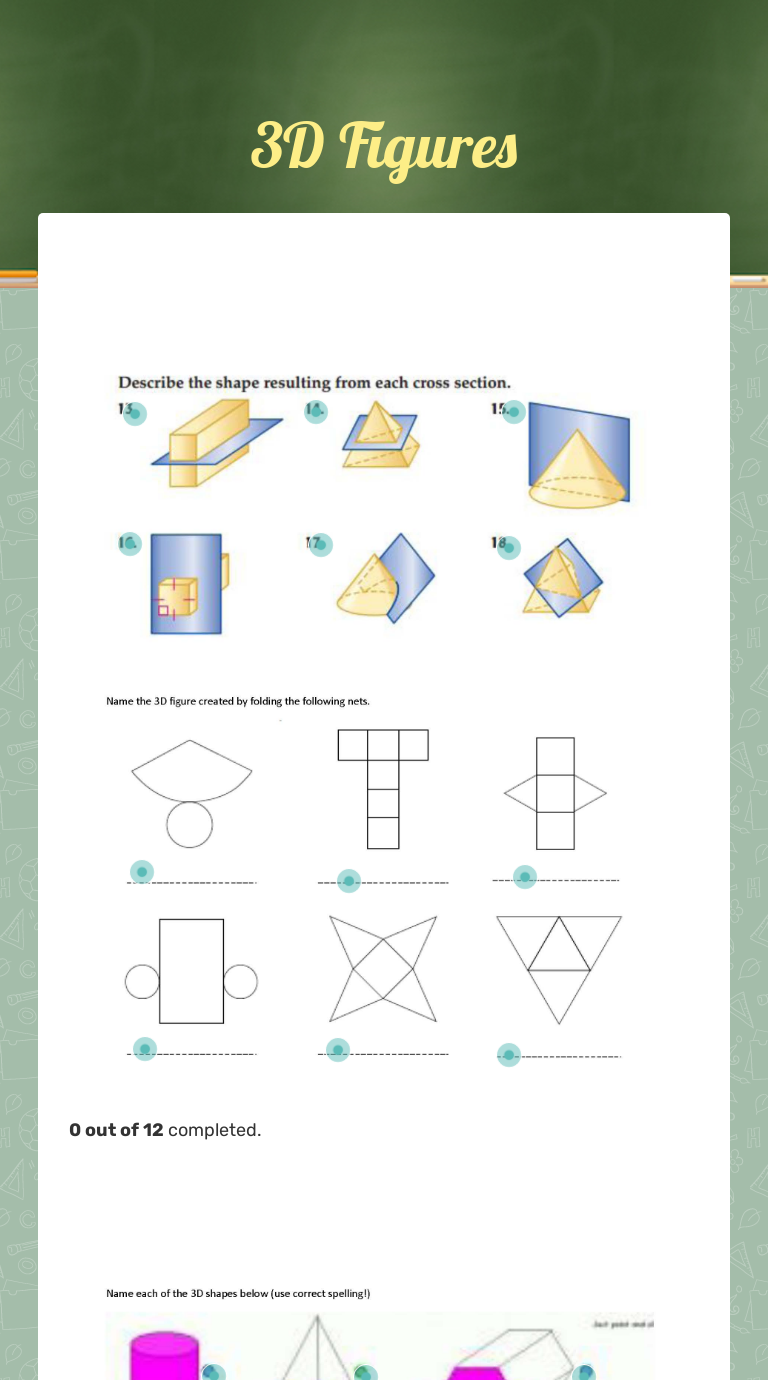 3D Figures | Interactive Worksheet by Stacy Salyers | Wizer.me