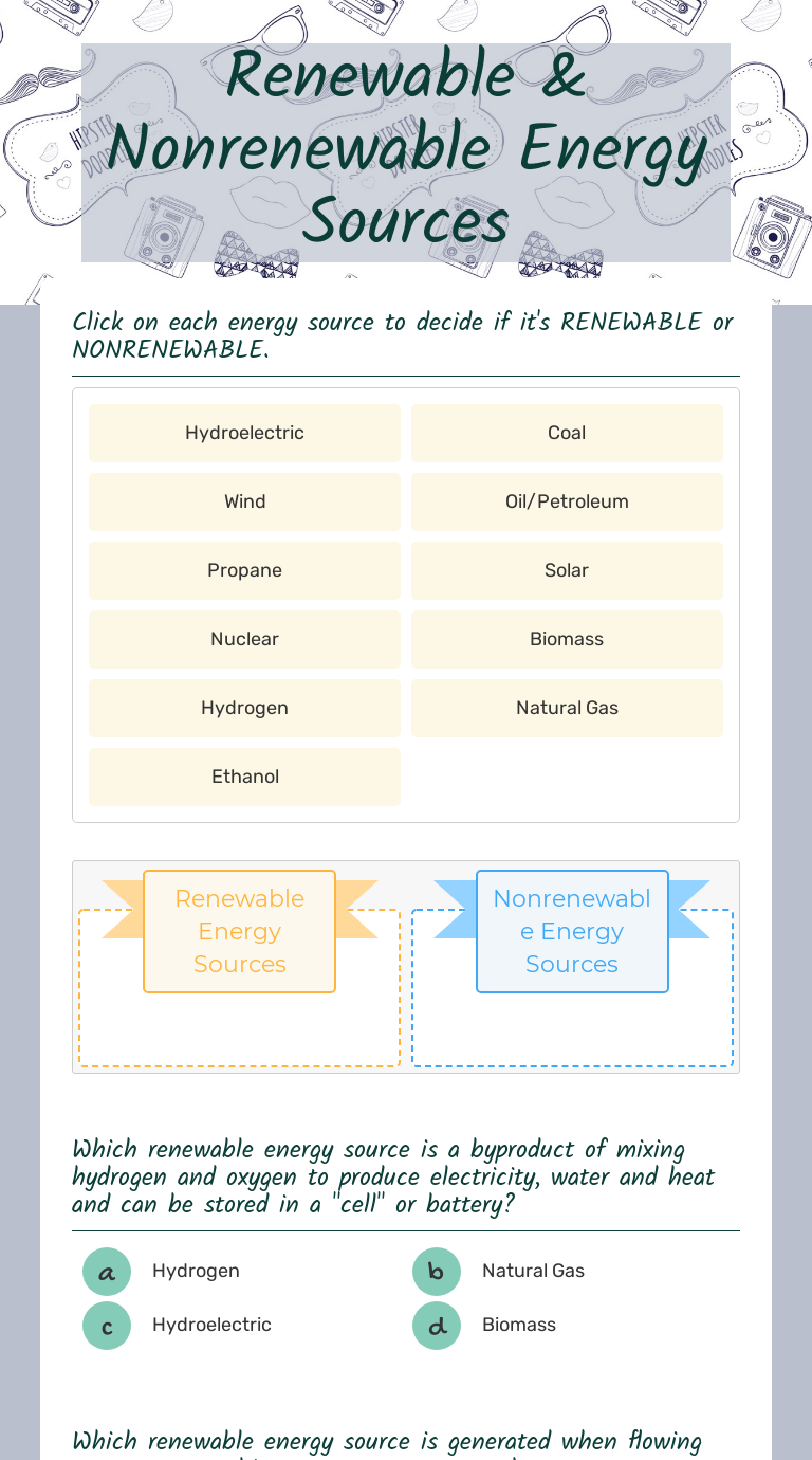 Renewable & Nonrenewable Energy Sources | Interactive Worksheet by ...