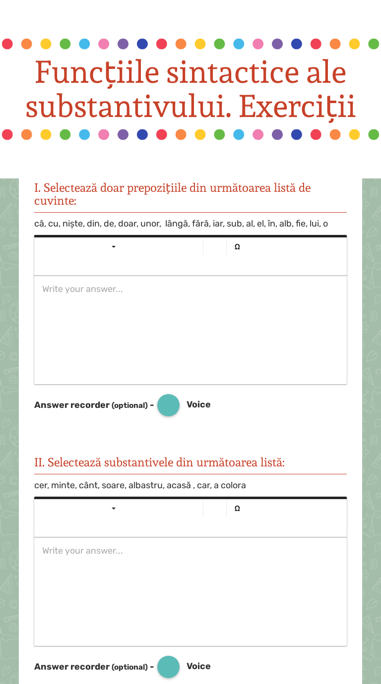 FuncÈ›iile Sintactice Ale Substantivului ExerciÈ›ii Interactive Worksheet By Aliona Pulbere Wizer Me