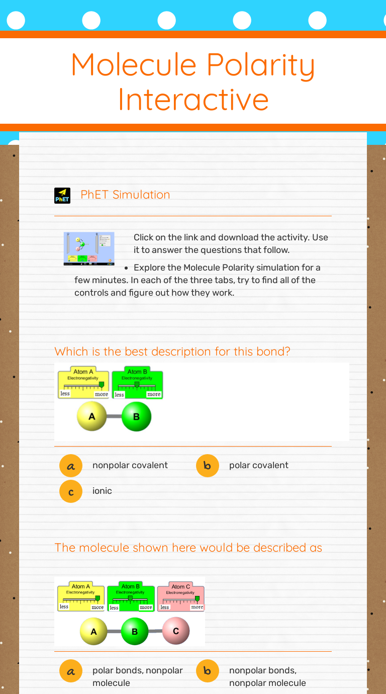 Molecule Polarity Interactive Interactive Worksheet By Paige Gullett Wizer Me