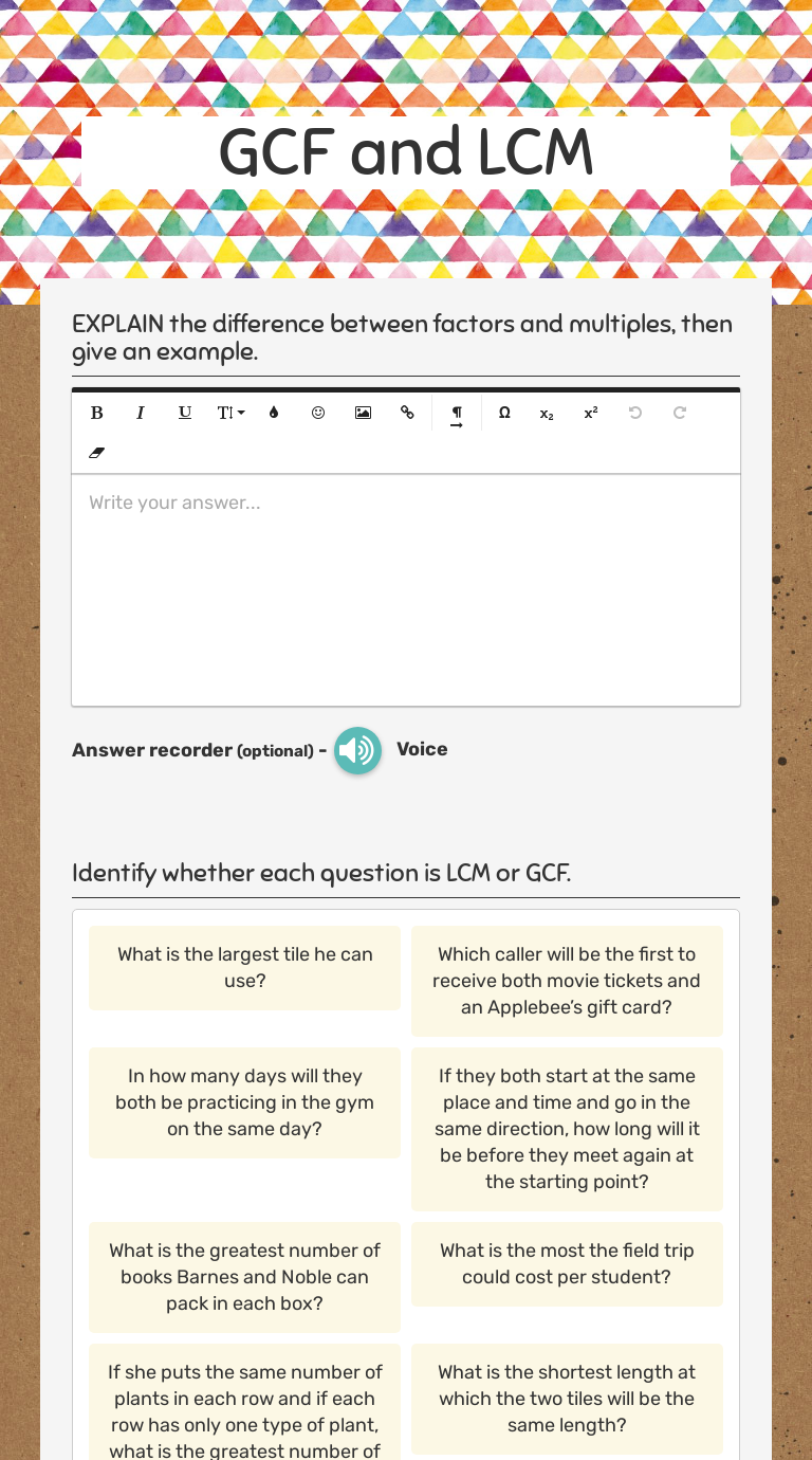 Gcf And Lcm Worksheet - Englishworksheet.my.id