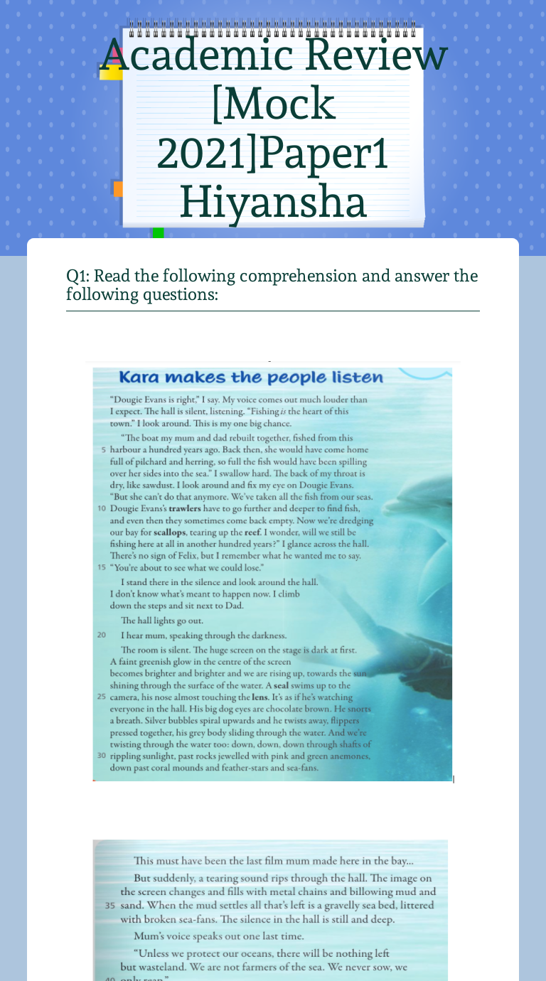 Academic Review [Mock 2021]Paper1 Hiyansha worksheet preview image