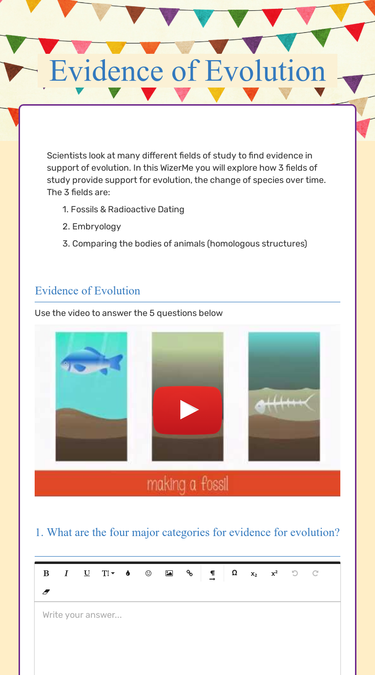 Evidence of Evolution  Interactive Worksheet by Alyssa Nagel Intended For Evidence Of Evolution Worksheet Answers