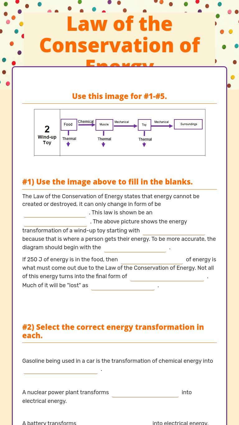 Conservation Of Energy Worksheet Answers