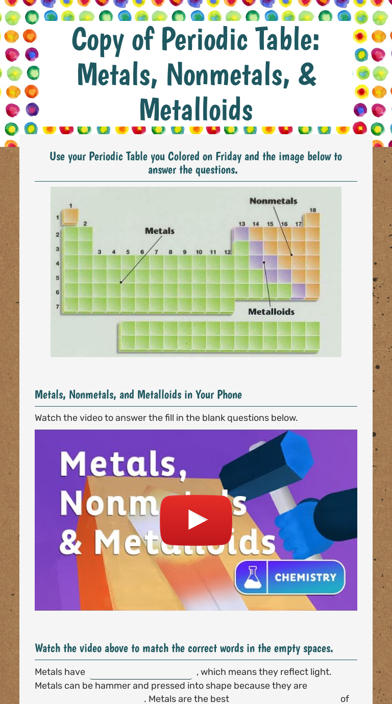 Copy Of Periodic Table Metals Copy Of Periodic Table Metals