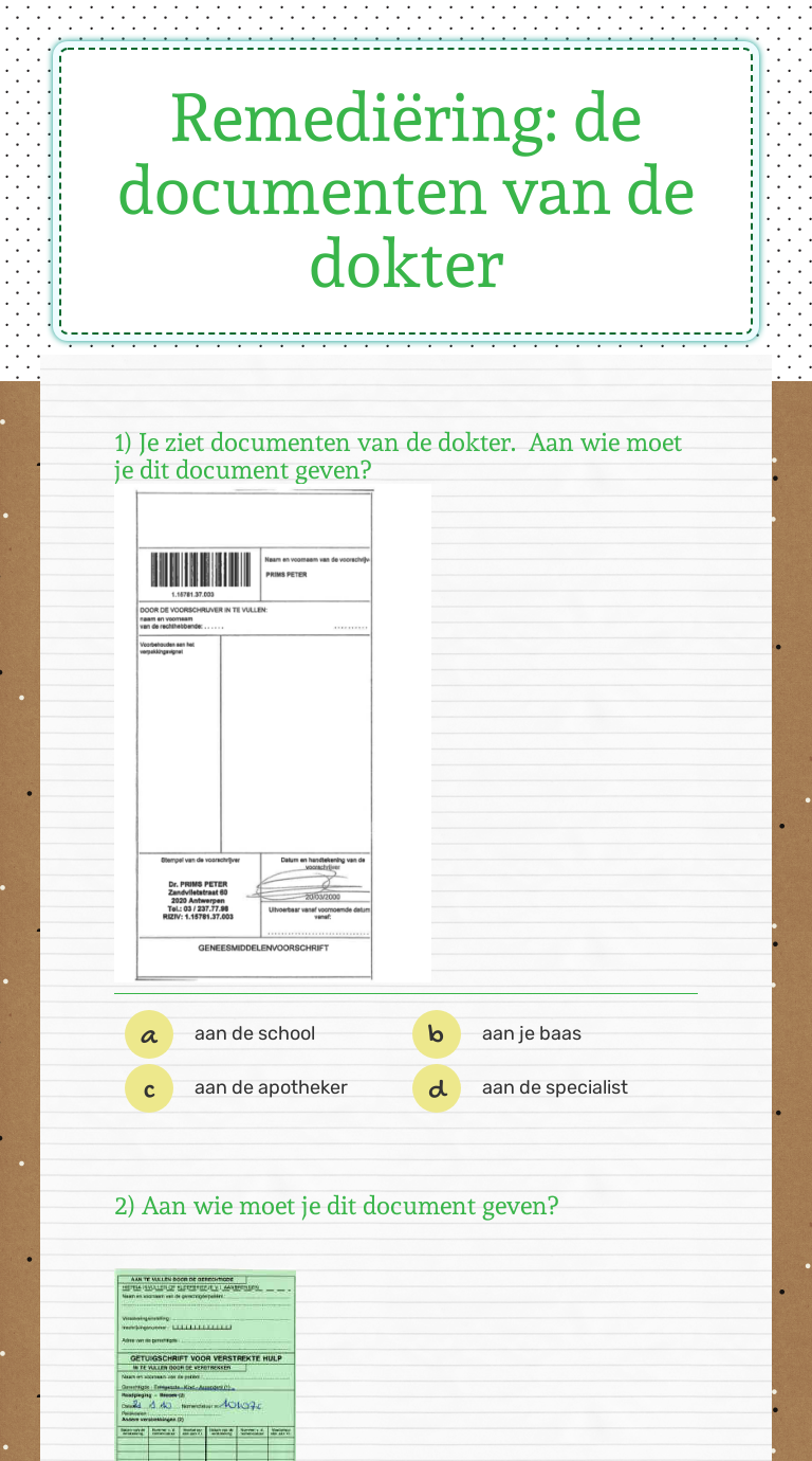 Remediëring: de documenten van de dokter Other worksheet preview
