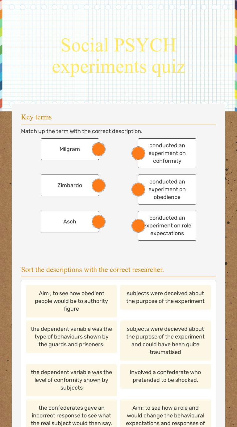 Social PSYCH experiments quiz Interactive Worksheet by Liz Kelly