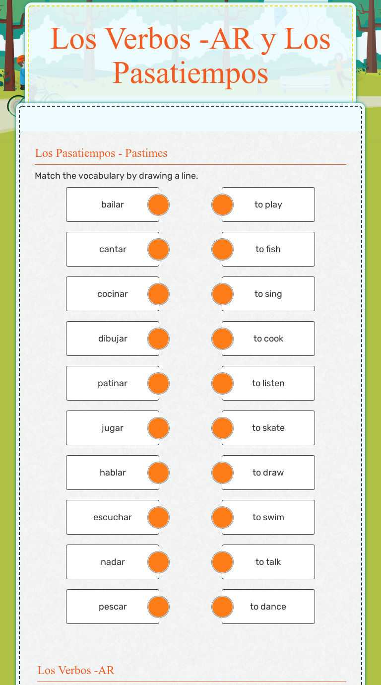 los-verbos-ar-y-los-pasatiempos-interactive-worksheet-by-marine-herodet-wizer-me