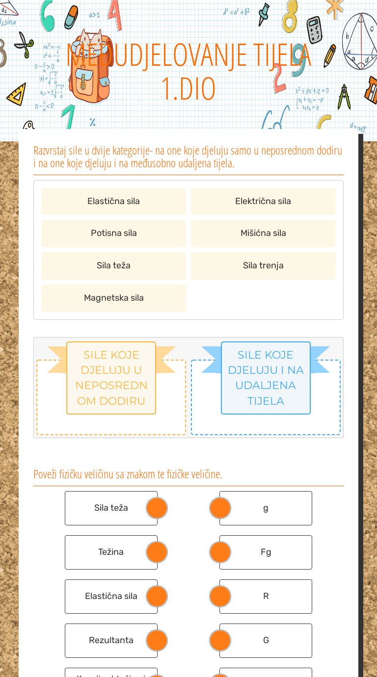 MEĐUDJELOVANJE TIJELA
1.DIO Grade 7 worksheet preview