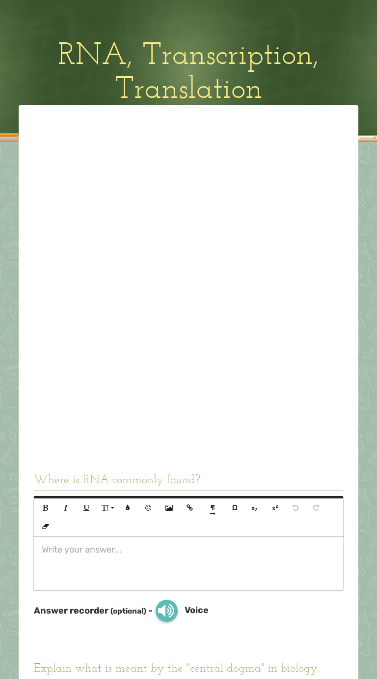 Rna transcription translation interactive worksheet by mariana