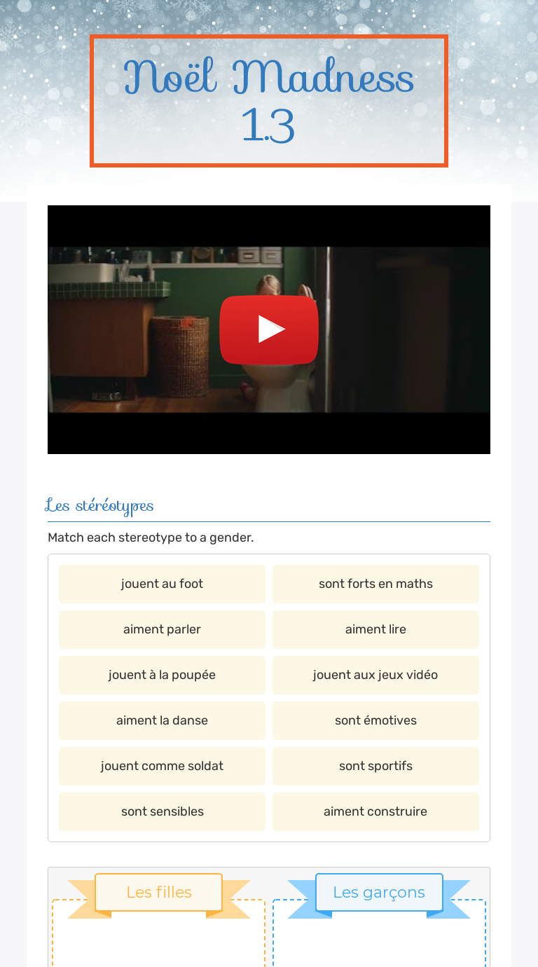 Noël Madness 1.3 Interactive Worksheet by Amy Pierce Wizer.me