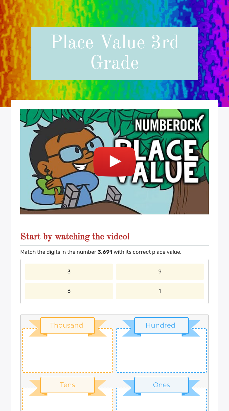 Place Value      3rd Grade Grade 3 worksheet preview
