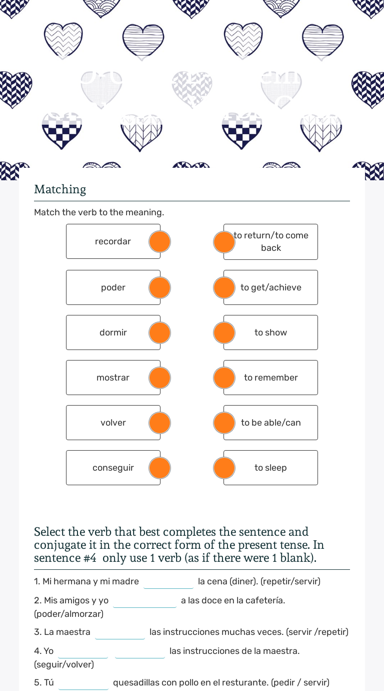 o ue e i stem changing verbs quiz interactive worksheet by sofika londo wizer me