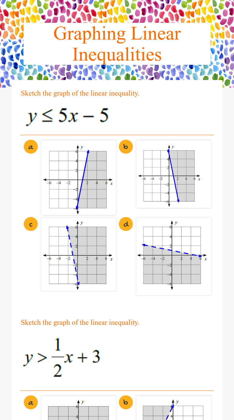 Graphing Linear Inequalities  Interactive Worksheet by Donielle With Graphing Linear Inequalities Worksheet